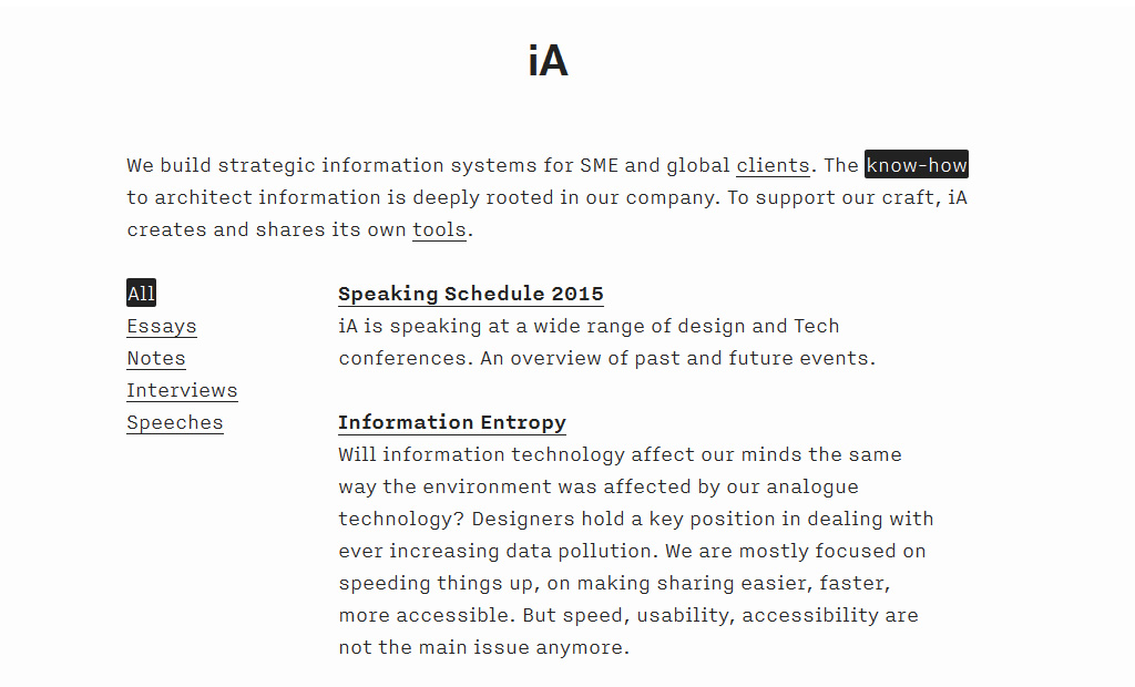 Minimalistisches Webdesign IA